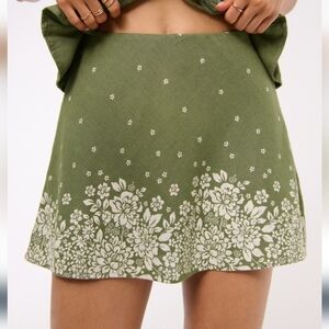 Olive Floral Mini Skirt - Women's Floral Print Skirt